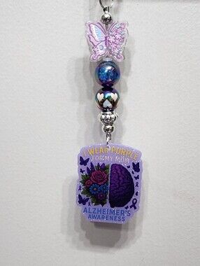 Alzheimer's Awareness Keychain Bag Clip Mom Purple Phone Clip Gift Alzheimer